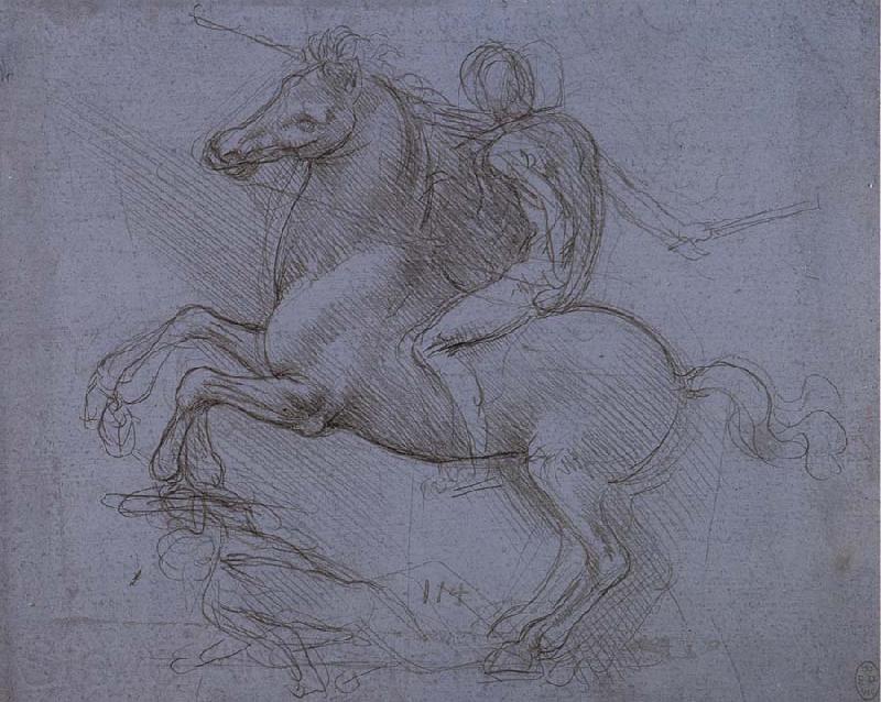 LEONARDO da Vinci Study fur the Sforza monument Norge oil painting art